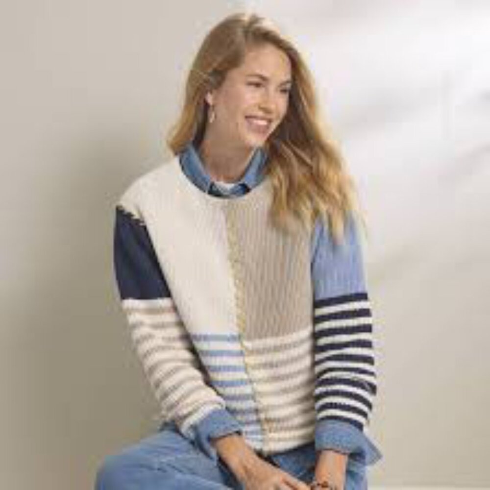Tribal Blocked Stripe Boatneck Sweater